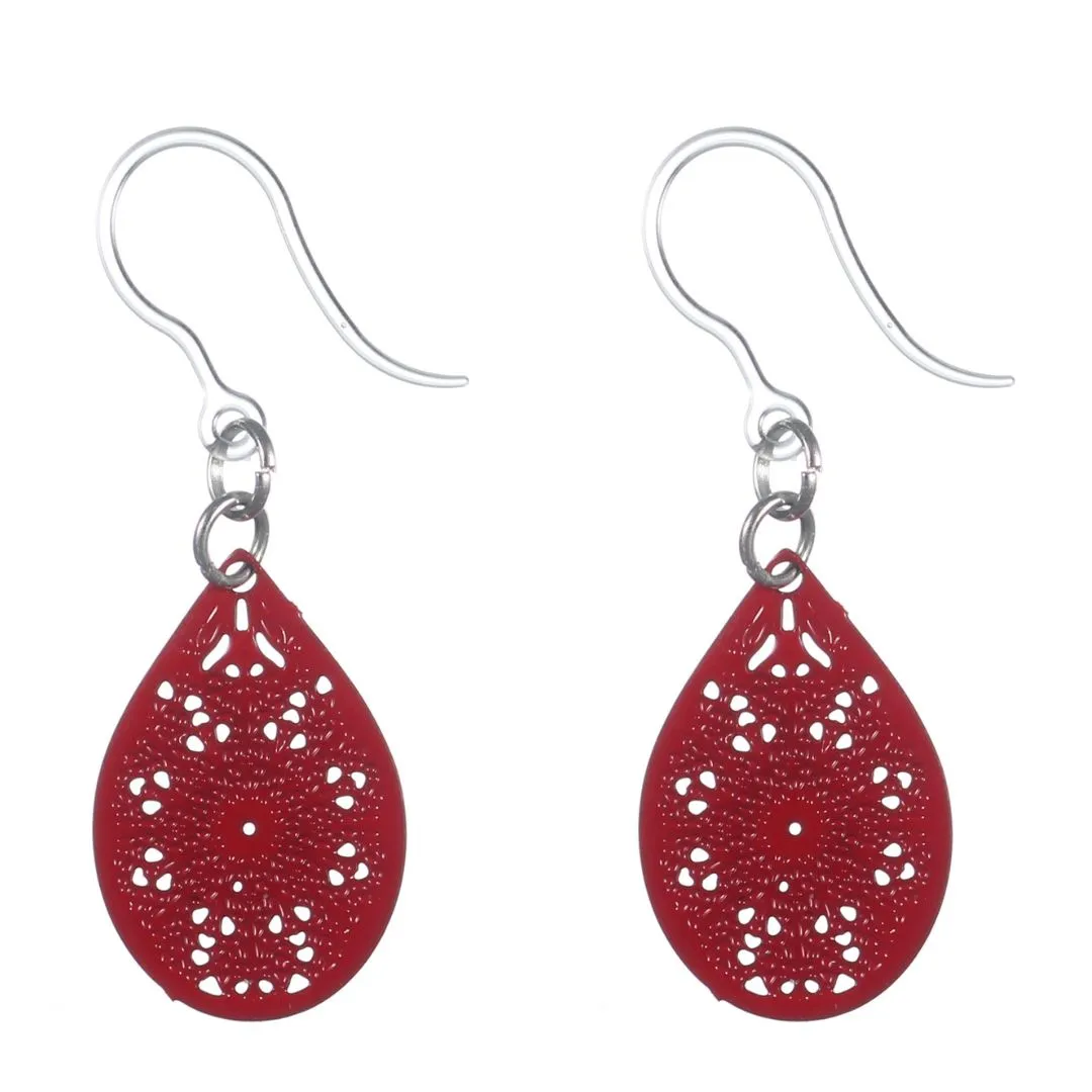 Mini Stained Glass Dangles Hypoallergenic Earrings for Sensitive Ears Made with Plastic Posts