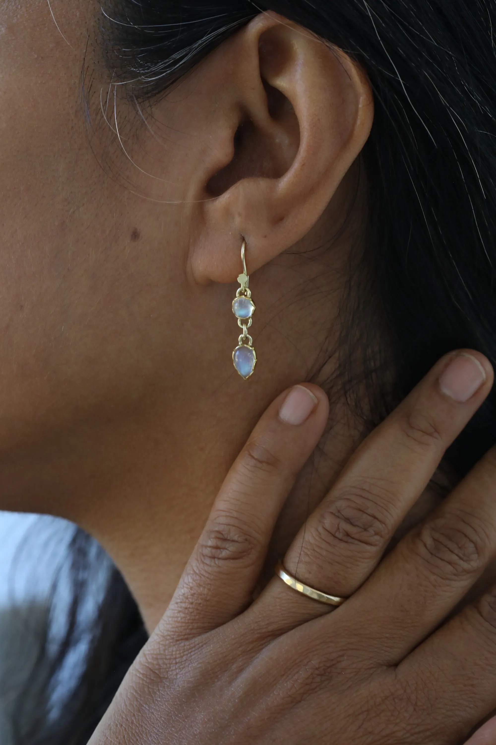 Mixed Moonstone Drop Earrings