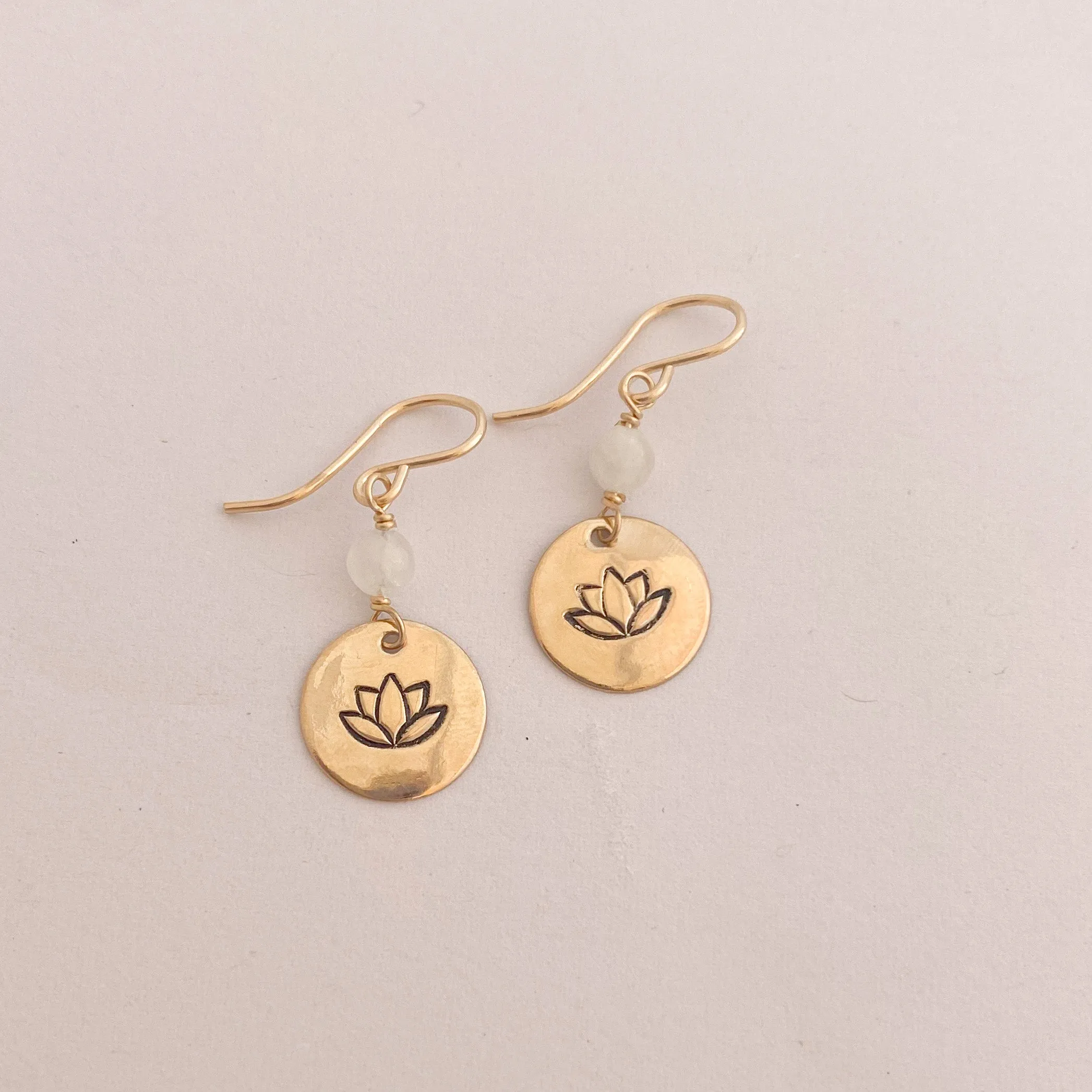 Moonstone and Lotus Earrings