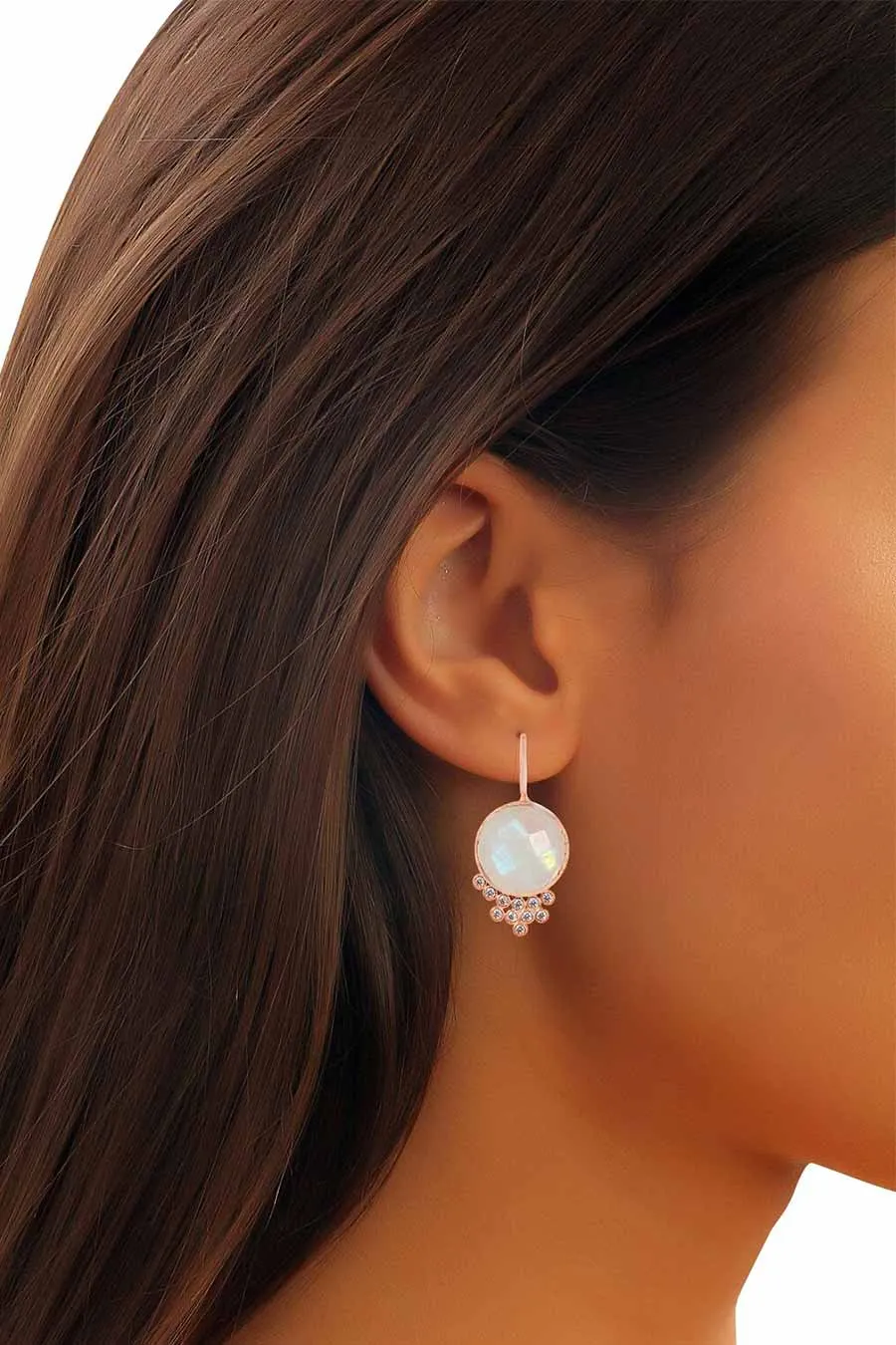 Moonstone Dew Drops Mist Earrings