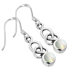 Mother of Pearl Celtic Knot Silver Earrings