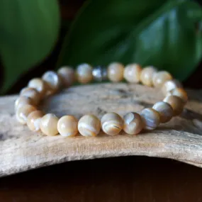 Mother of Pearl Shell Beaded Stretch Bracelet