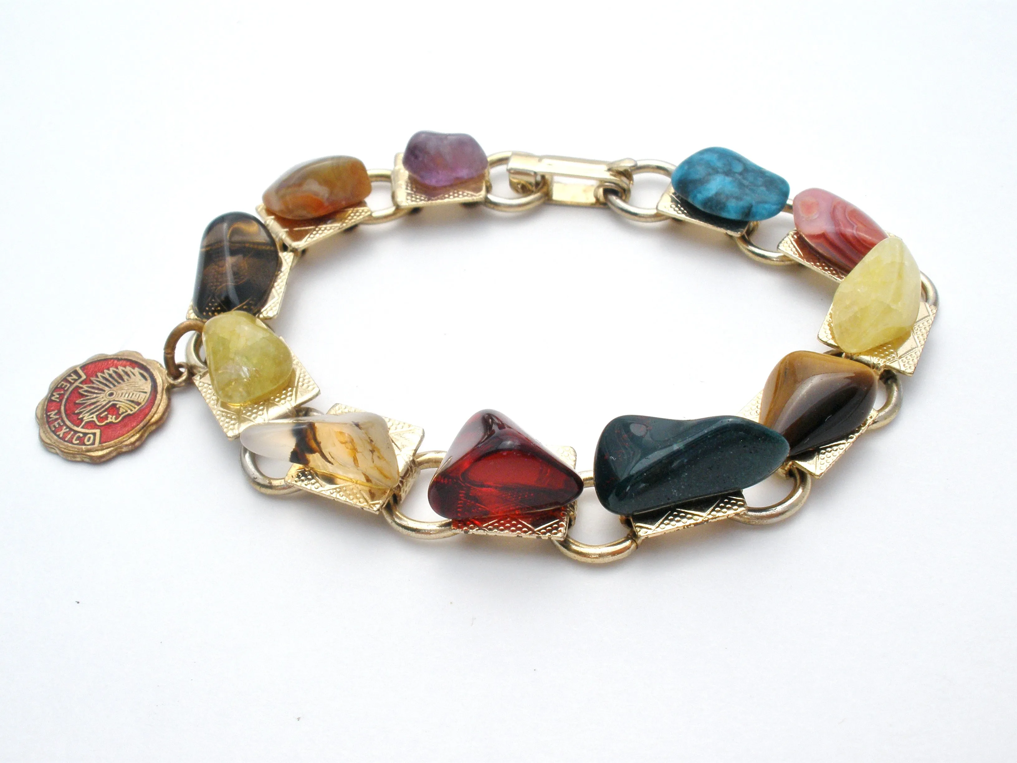 Multi Gemstone Vintage Bracelet 7"