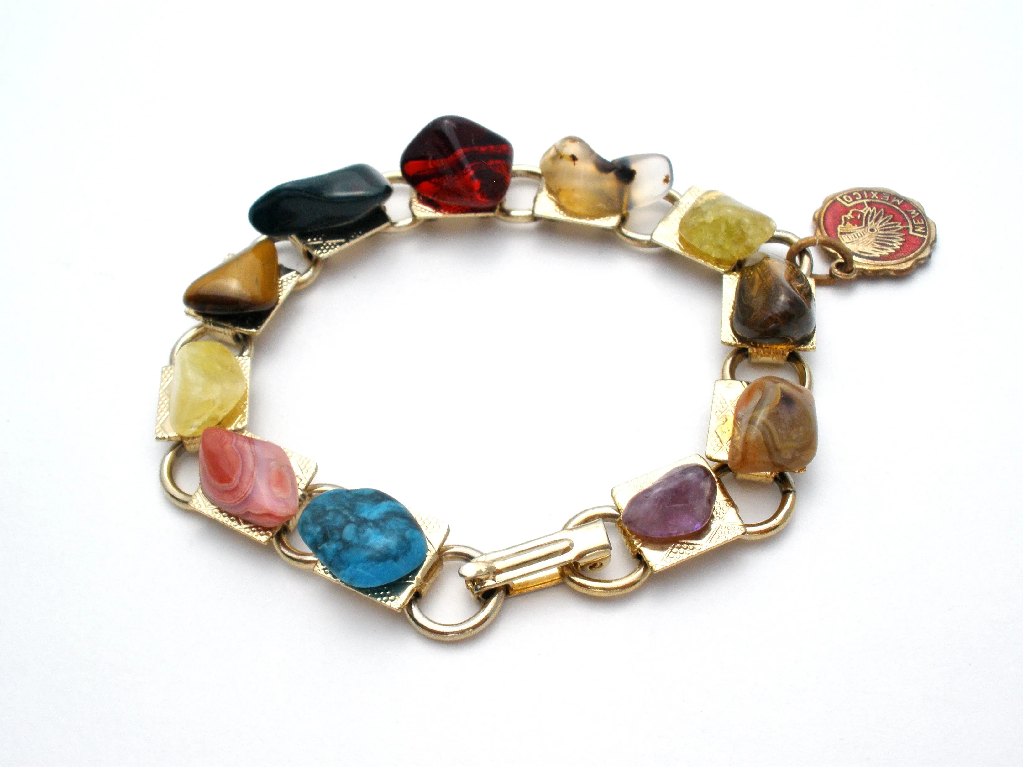 Multi Gemstone Vintage Bracelet 7"