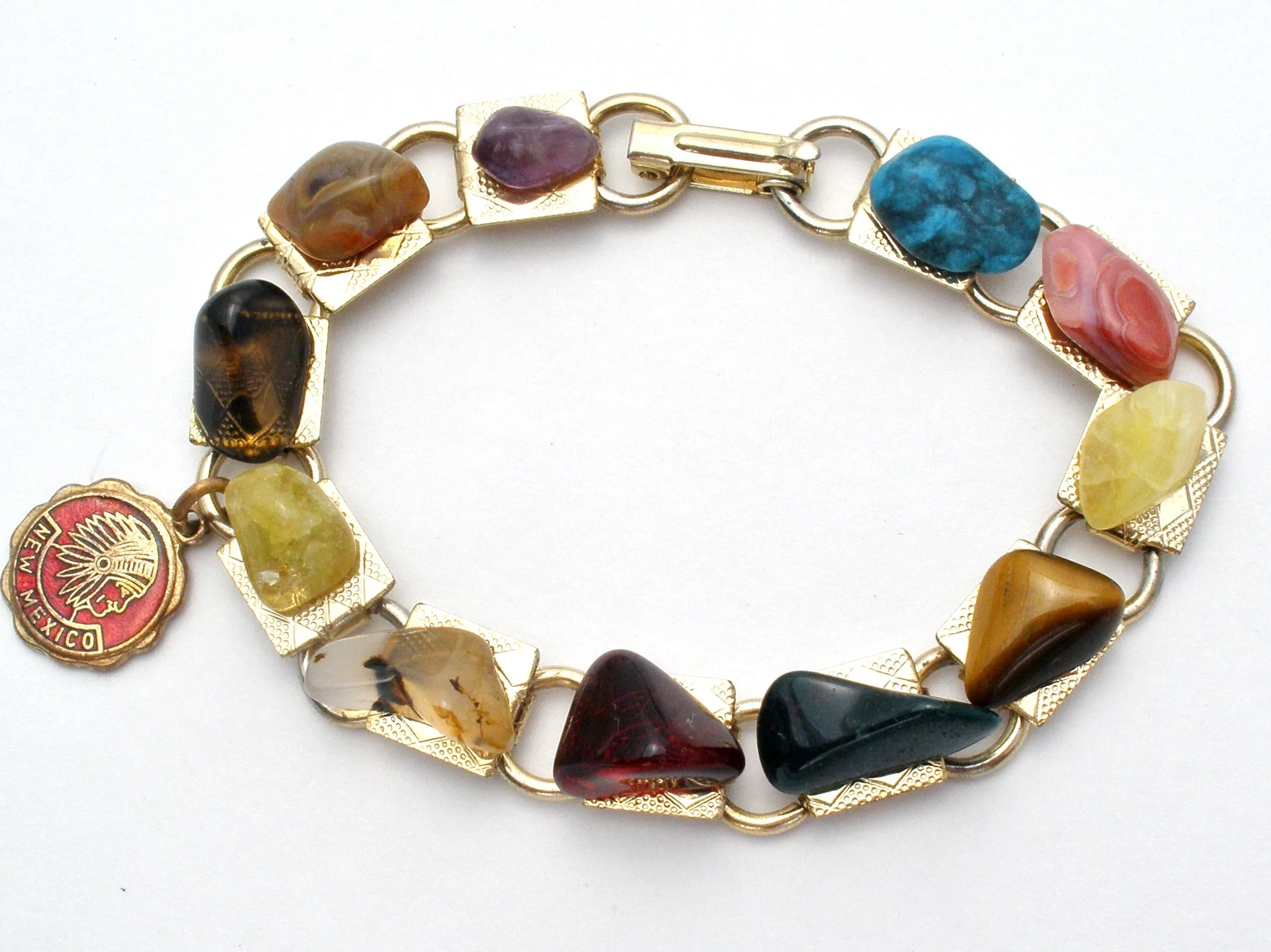 Multi Gemstone Vintage Bracelet 7"