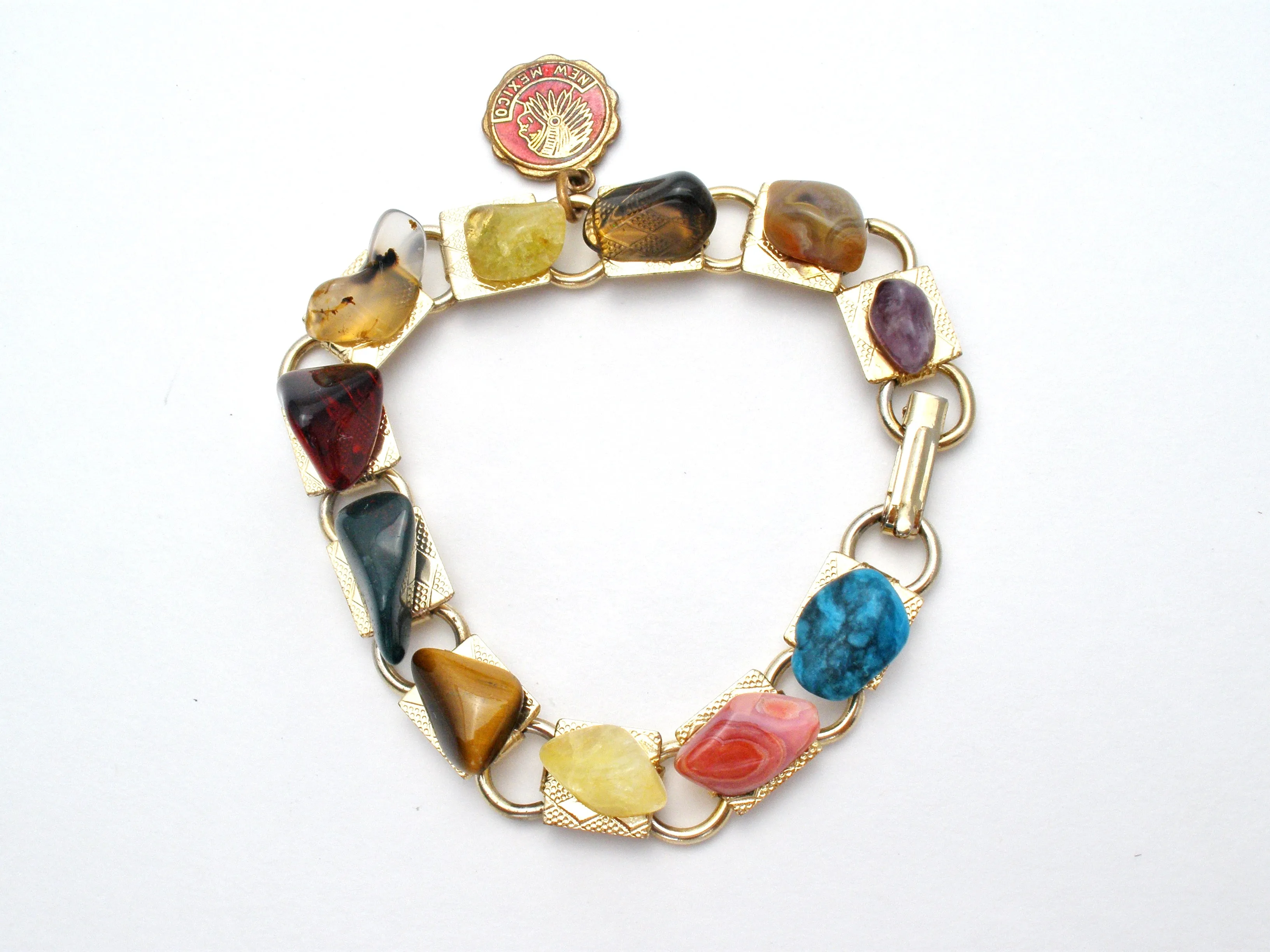 Multi Gemstone Vintage Bracelet 7"