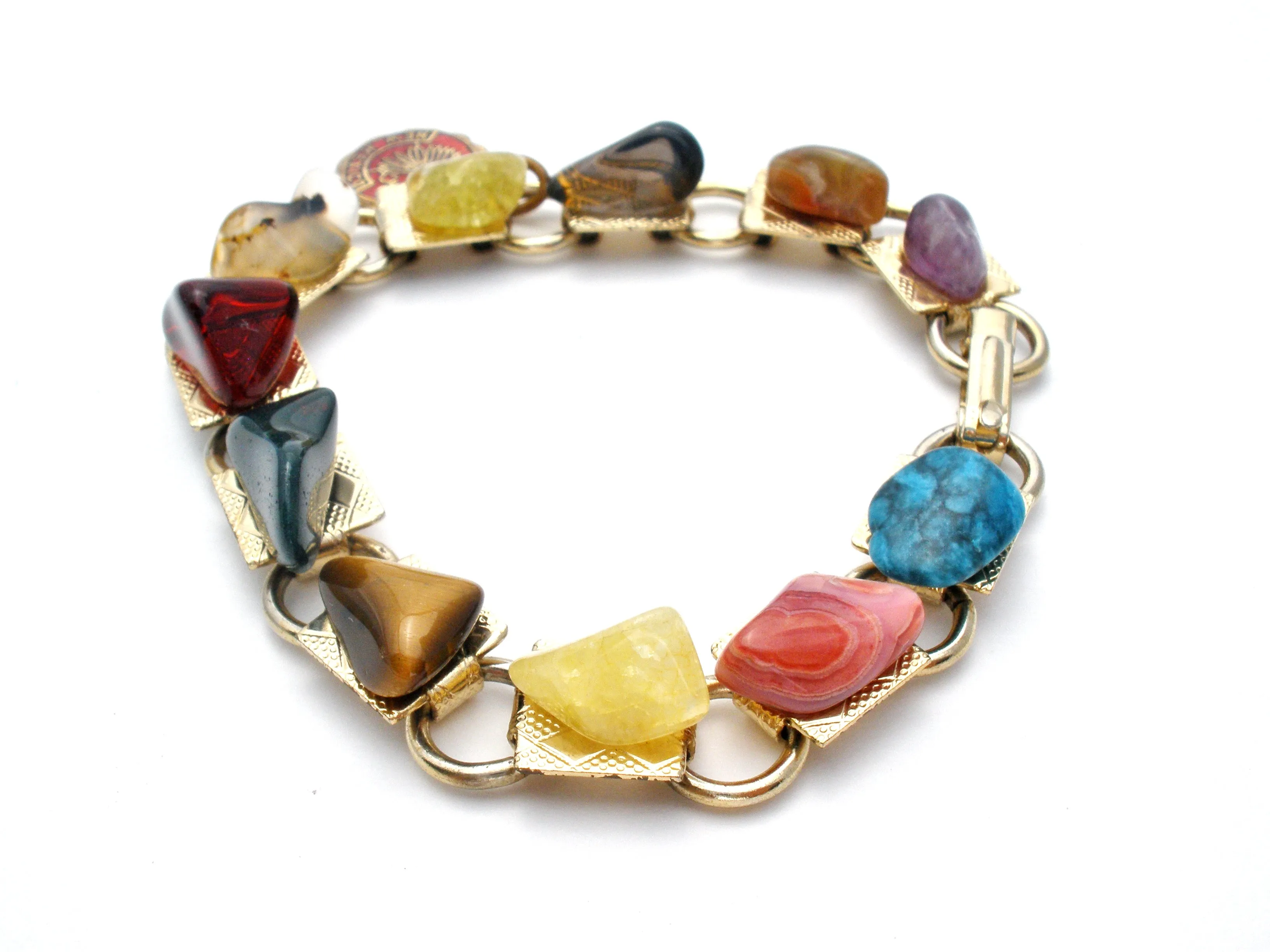 Multi Gemstone Vintage Bracelet 7"