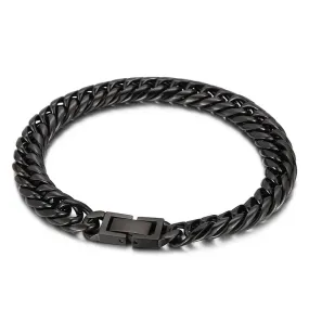 Multicolor Titanium Steel Men's Bracelet - Double Woven Denim Chain Series, European and American Street Rock Hiphop Jewelry Buckle