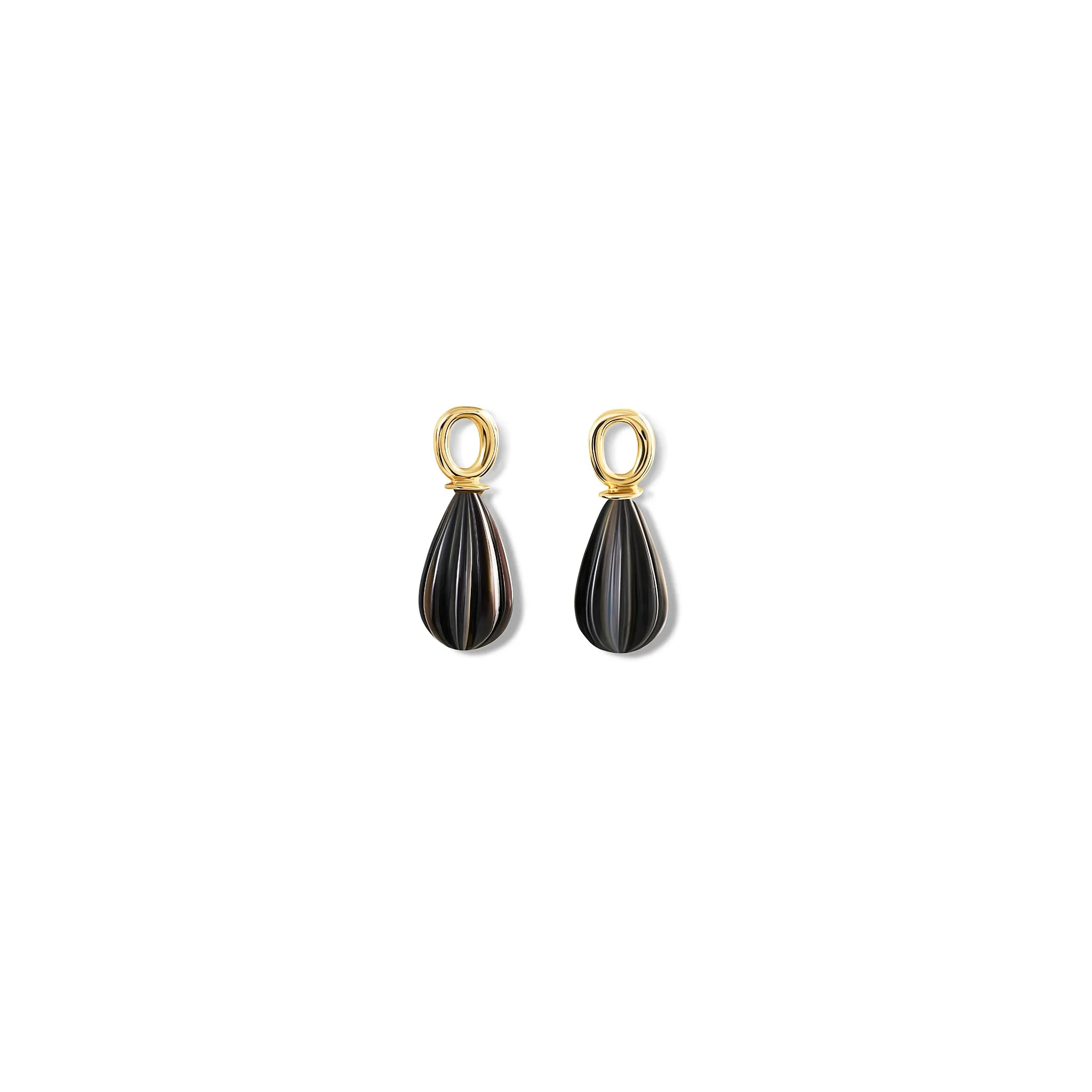 Mushroom Earring Drops Yellow Gold - Grey Pearl