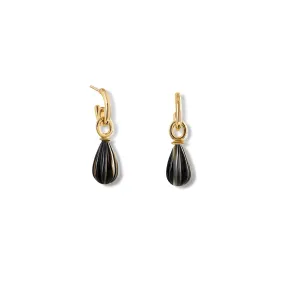 Mushroom Earring Drops Yellow Gold - Grey Pearl