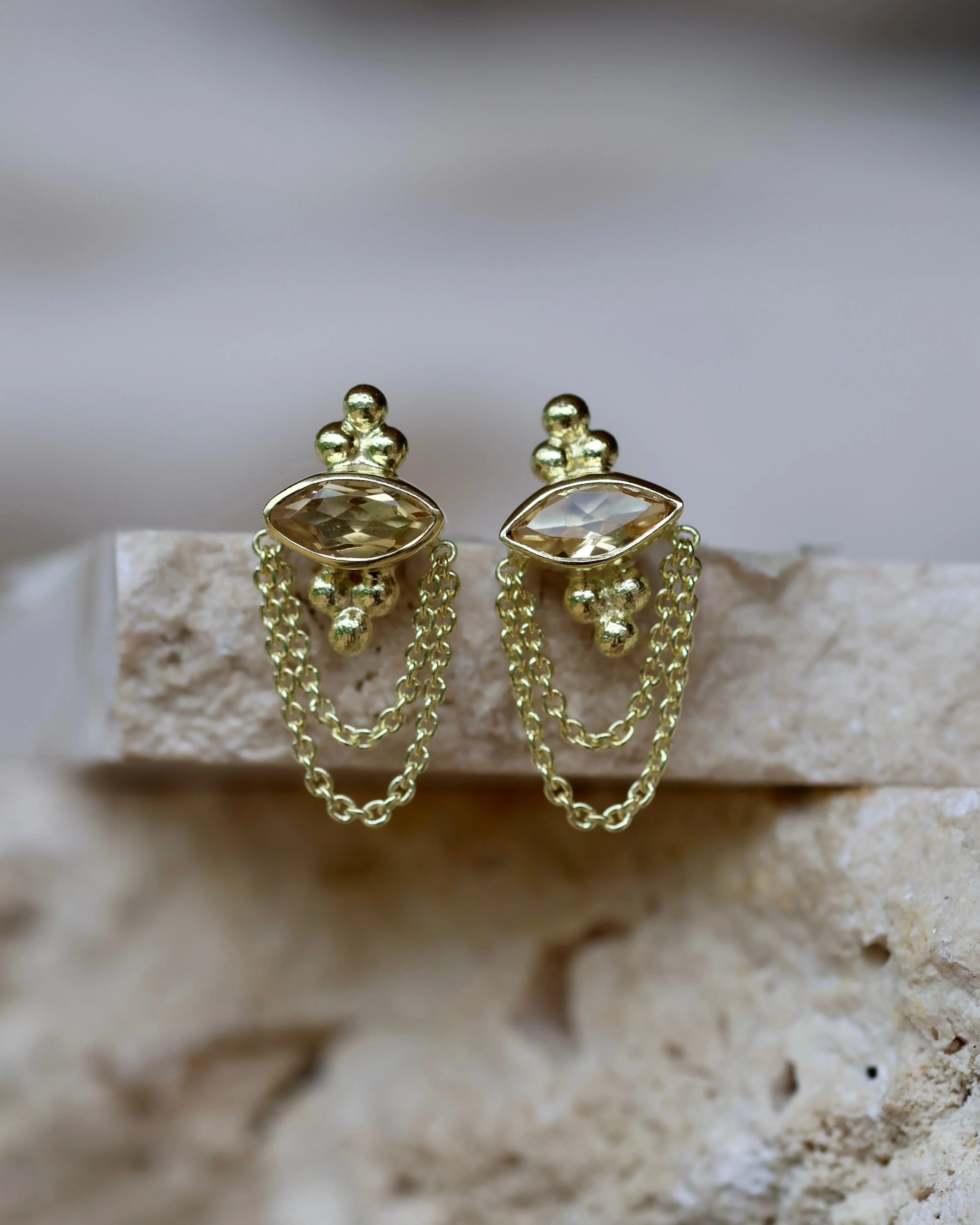 Natalia 14K Gold Vermeil Citrine Studs