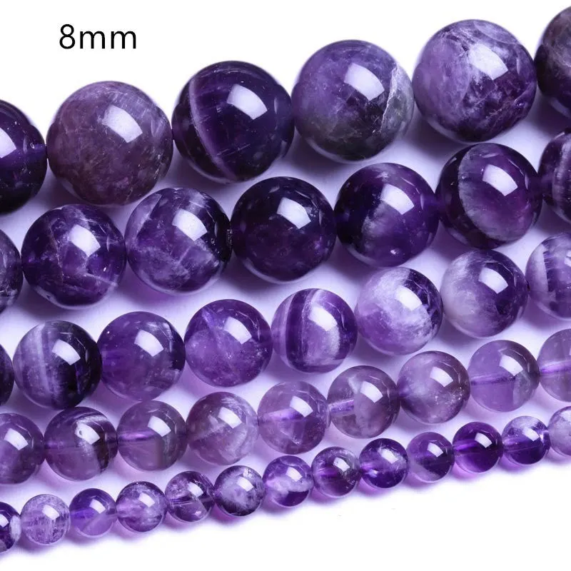 Natural Amethyst Loose Beads Dream Amethyst Semi-Finished Round Beads