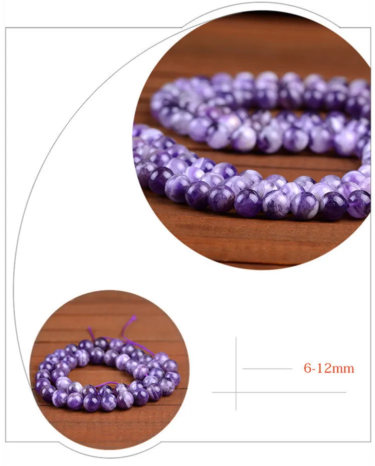 Natural Amethyst Loose Beads Dream Amethyst Semi-Finished Round Beads