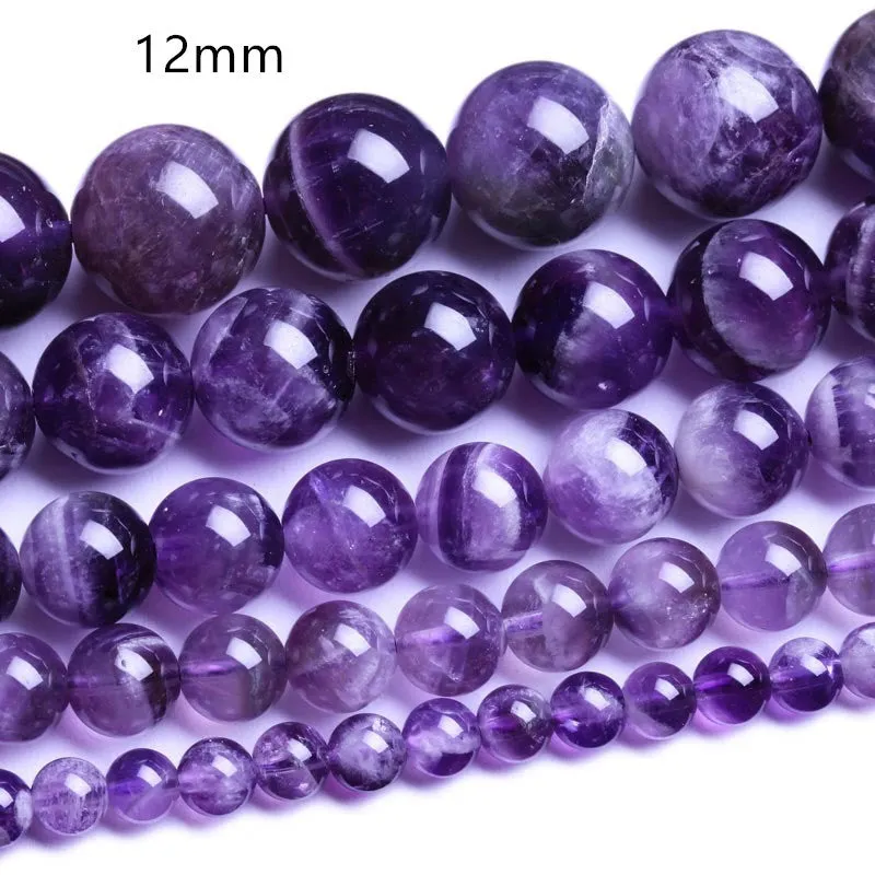 Natural Amethyst Loose Beads Dream Amethyst Semi-Finished Round Beads