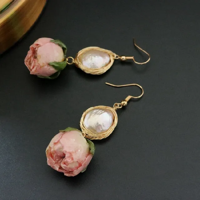 Natural Freshwater Baroque Pearl Dangle Earrings