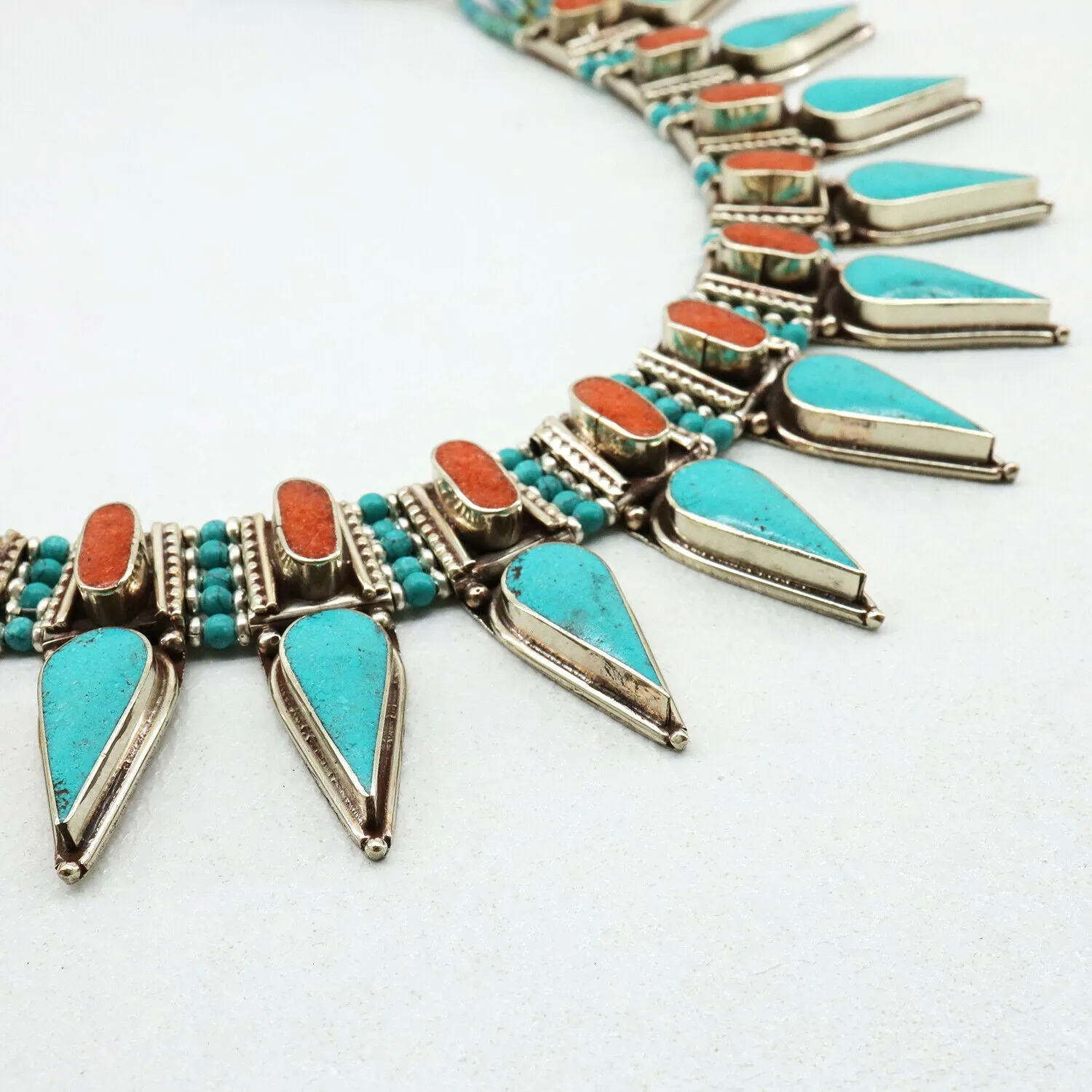 Natural Turquoise Thai Hill Tribe Handmade Statement Necklace