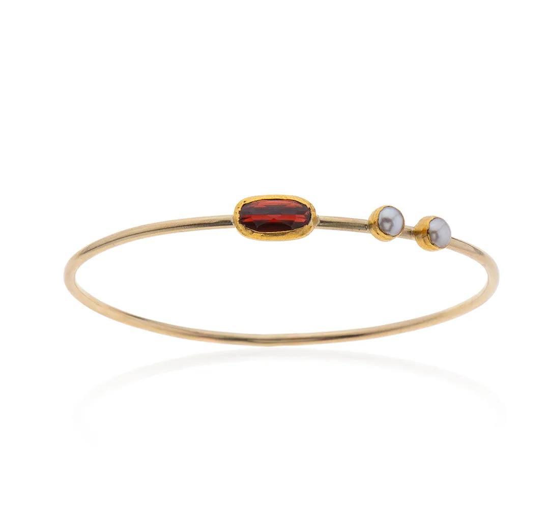 Nava Zahavi Yellow Gold Garnet Pearl Bracelet