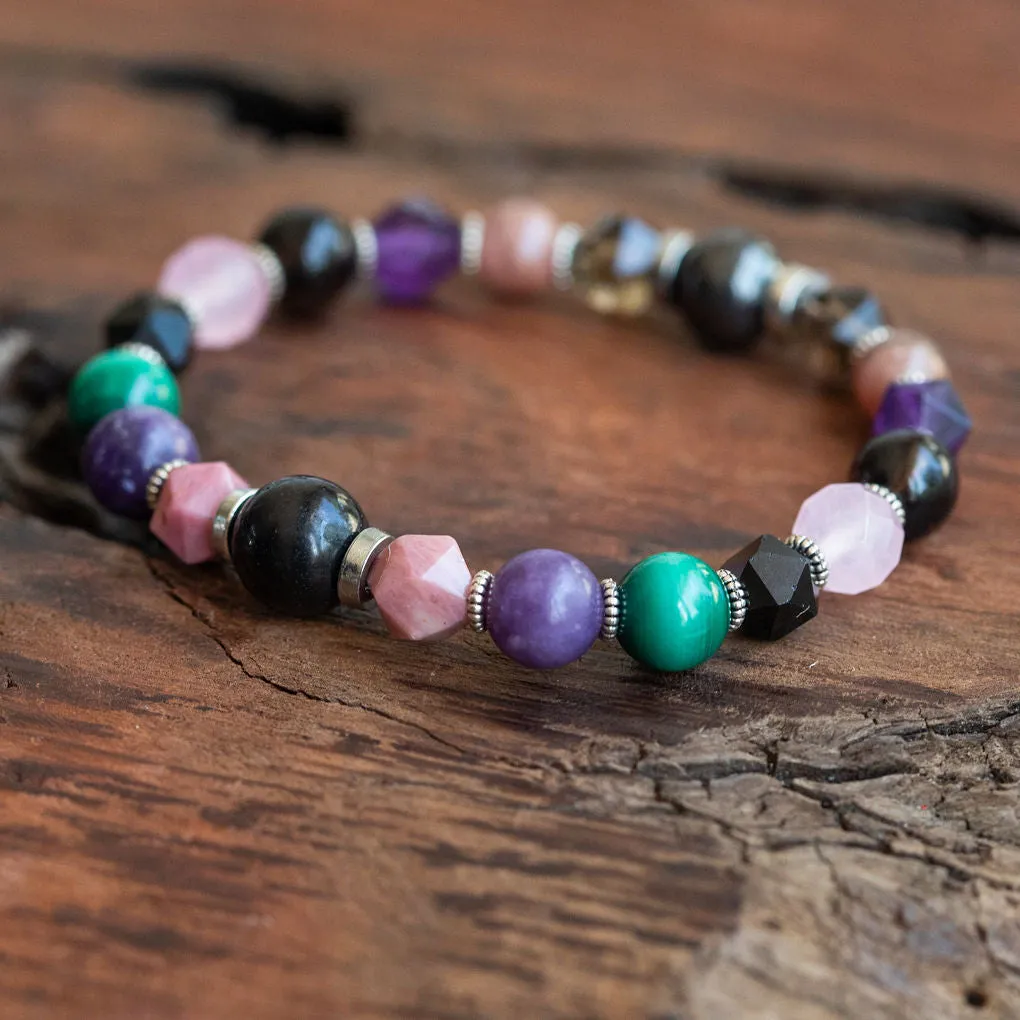 Never Give Up: Powerful Cancer Support Healing Bracelet-Malachite, Shungite, Sugilite and More