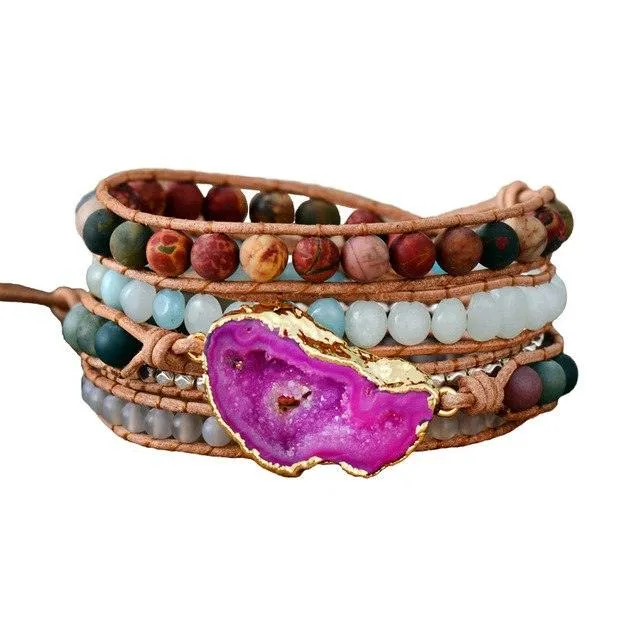 New Bracelets for Women Natural Stones Drusy Charm