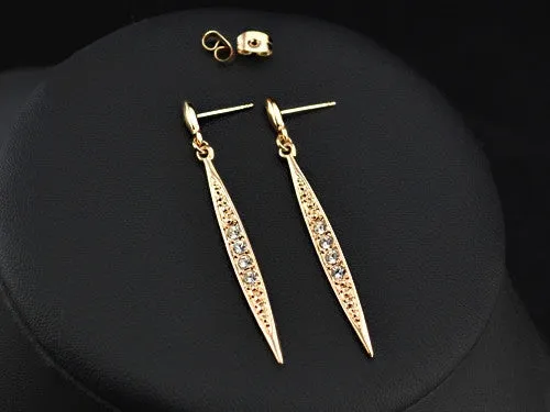 New Fashion Vintage Earrings Rose Gold Plated Austrian Rhinestone Bar Dangle Drop Earrings for women