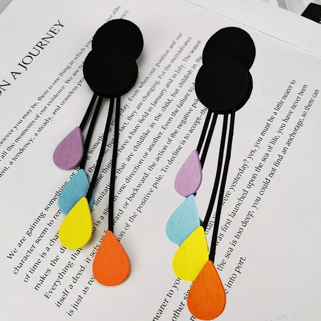 New Wood Earrings For Women Long Big Earrings Gothic Jewelry Handmade Multicolor Drop Earring Party Birthday Gift Boho