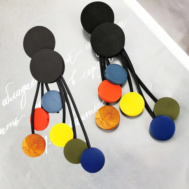 New Wood Earrings For Women Long Big Earrings Gothic Jewelry Handmade Multicolor Drop Earring Party Birthday Gift Boho