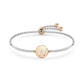 Nomination Milleluci Bracelet, Letter W, Crystal Pave, Rose PVD, Stainless Steel