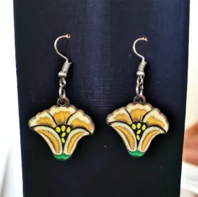 OLDTRIBES™ Painted Mustard Flower Wood Earrings