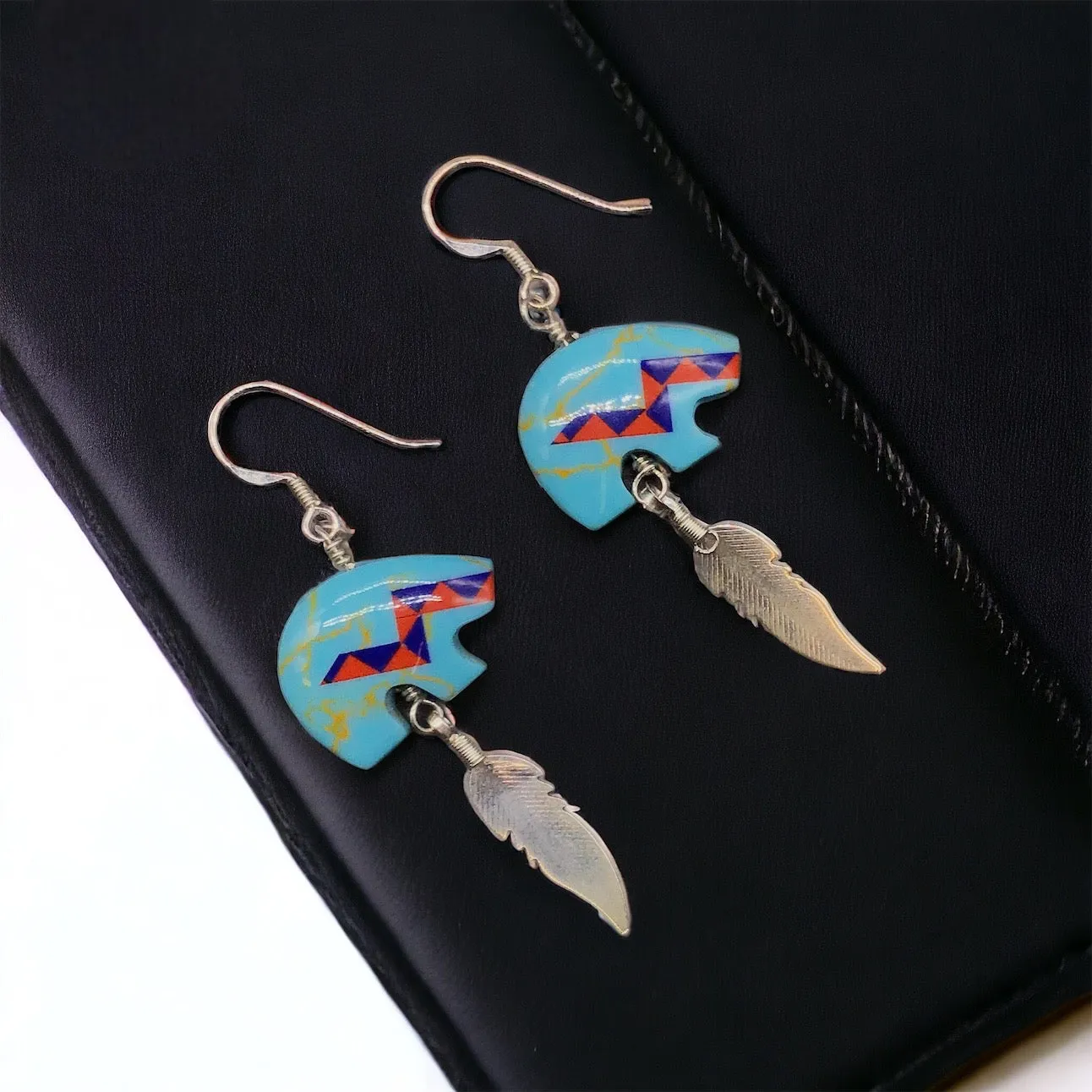 OLDTRIBES™ Silver Sterling Red and Blue Earrings