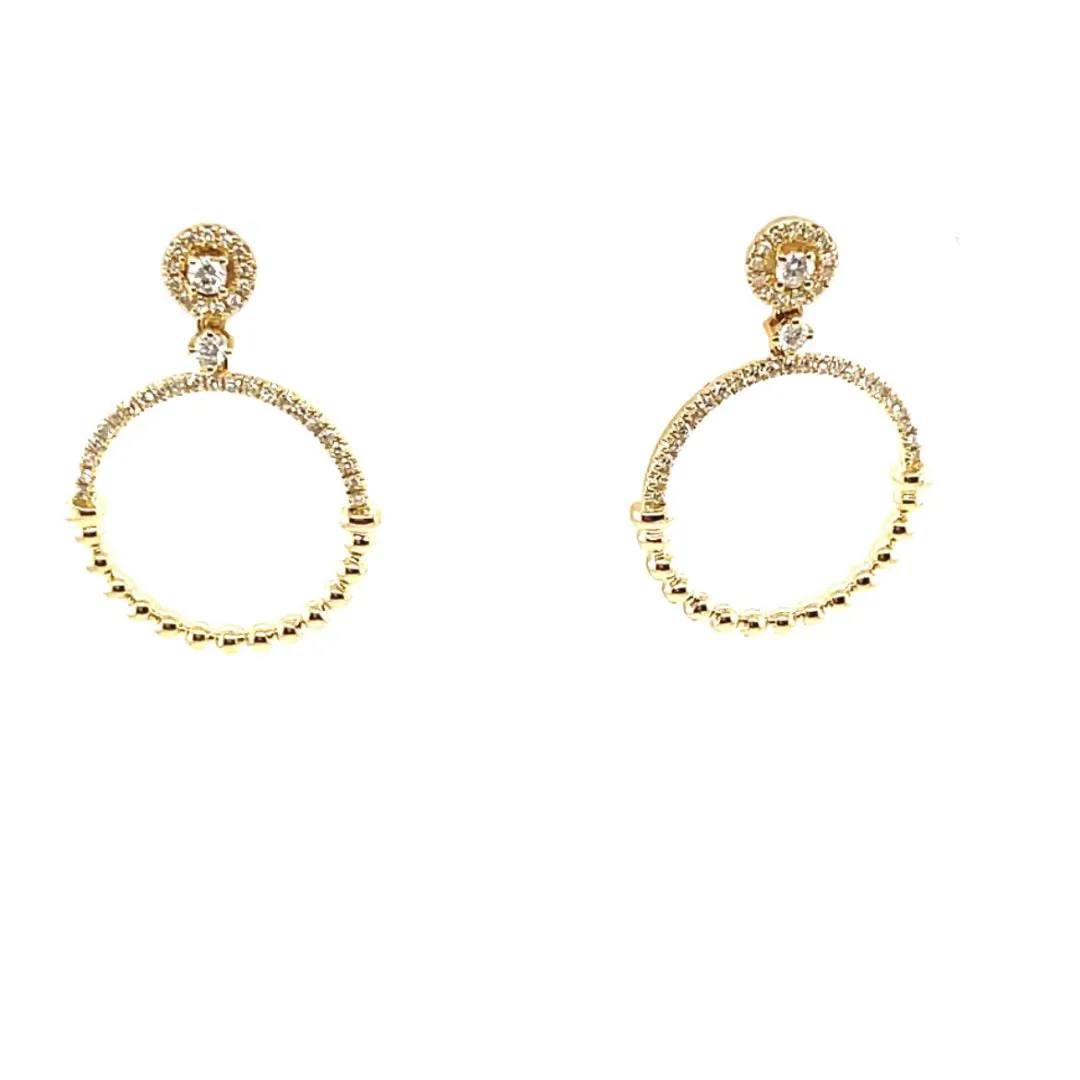 Open Circle Diamond Dangle Earrings