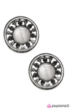 Open Door Jewelry - Crystal Castles - White Post Earrings - Paparazzi Accessories