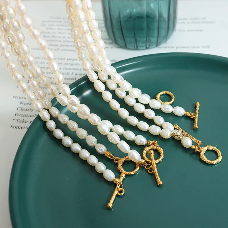 OT Clasp Freshwater Pearl Necklace and Bracelet Set