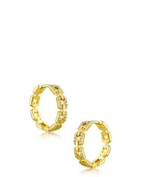 Pave Delicate Link Hoop Earrings