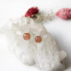 Peach Moonstone Stud Earrings