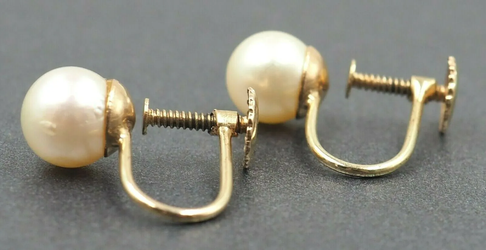 Pearl 9ct Yellow Gold Screw Back Drop Earrings