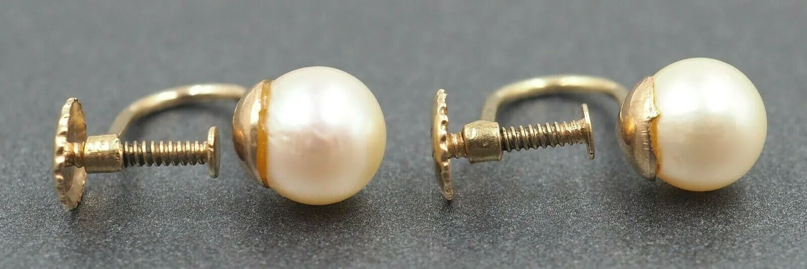 Pearl 9ct Yellow Gold Screw Back Drop Earrings