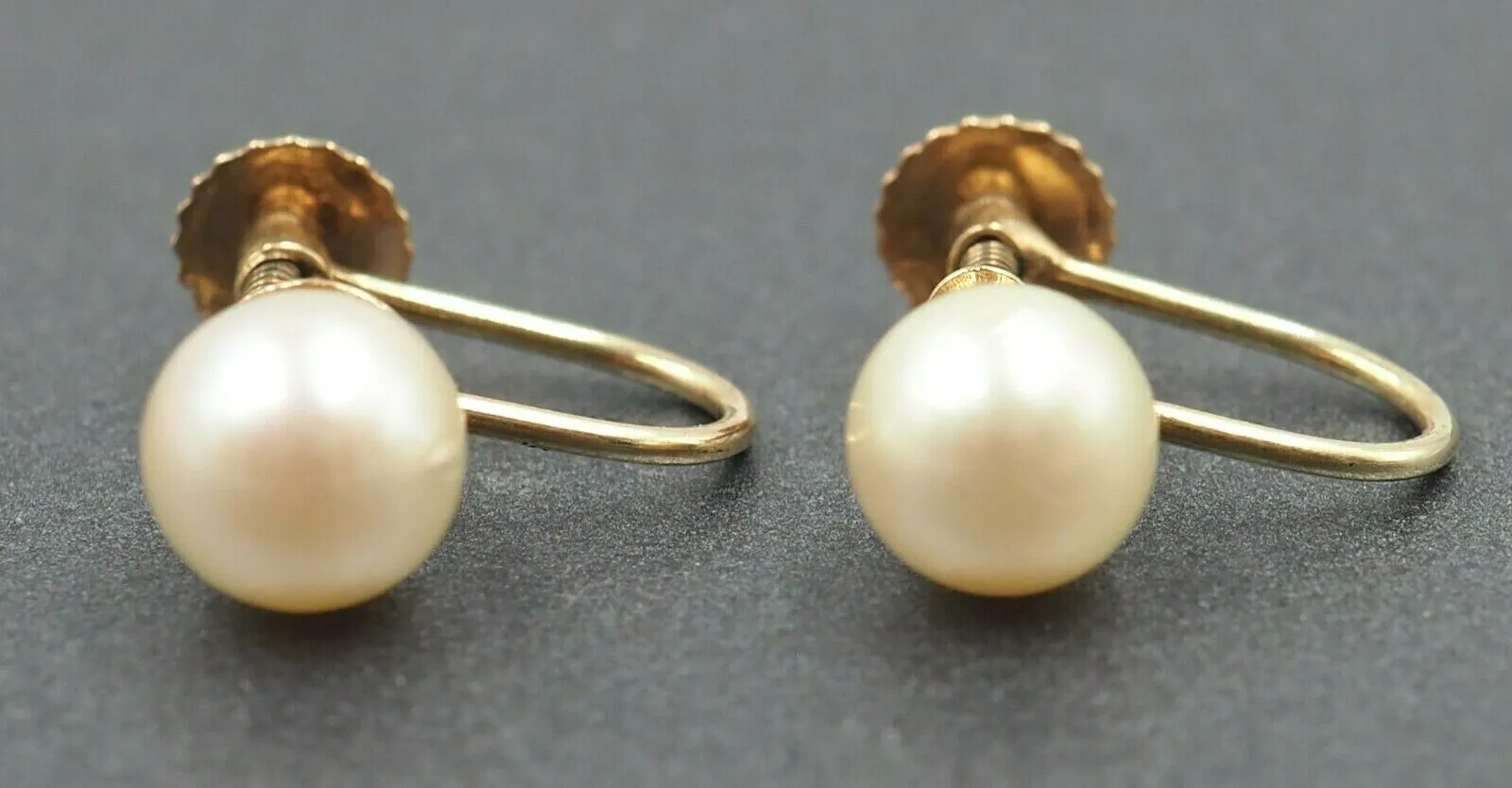 Pearl 9ct Yellow Gold Screw Back Drop Earrings