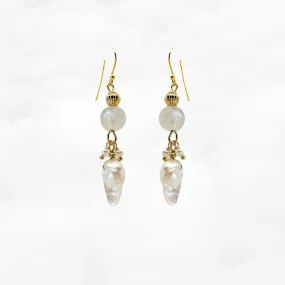 Pearl Feather Moonstone Earrings