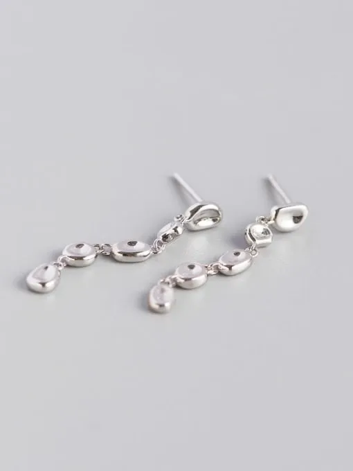 Pebble Dangly Earrings .925 Sterling Silver Waterproof Hypoallergenic Luxury Statement Earrings