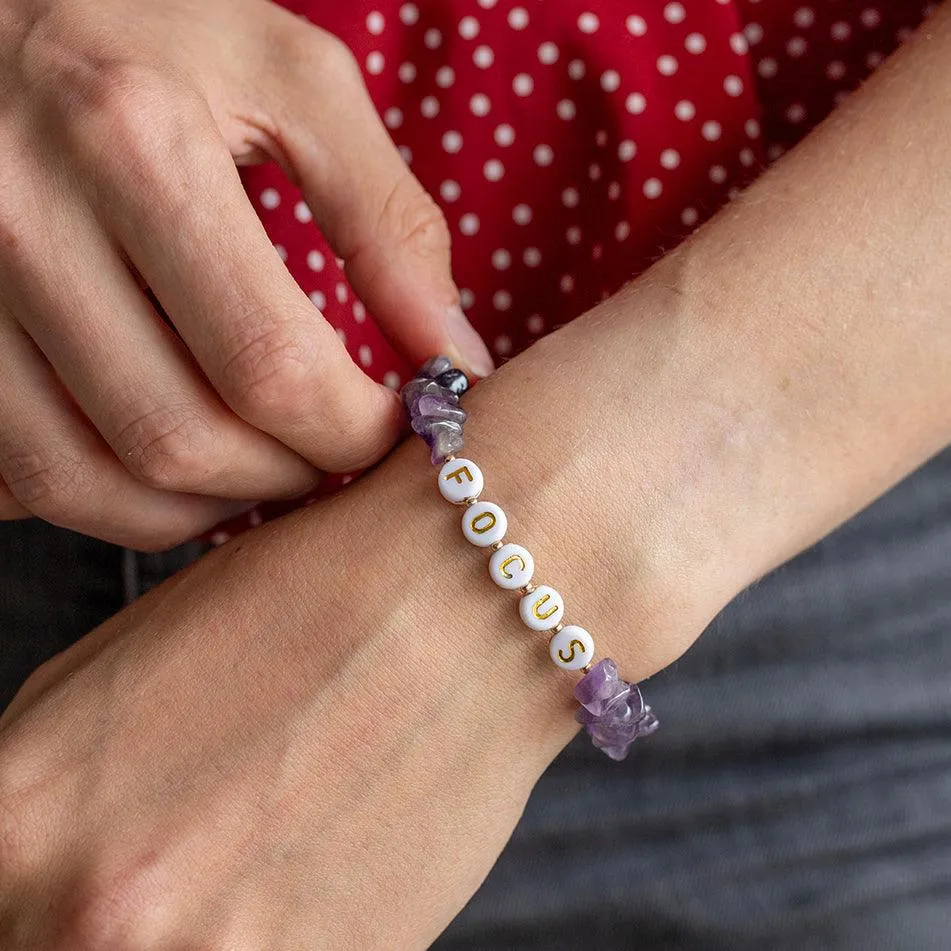 Personalised Amethyst Crystal Chip Bracelet