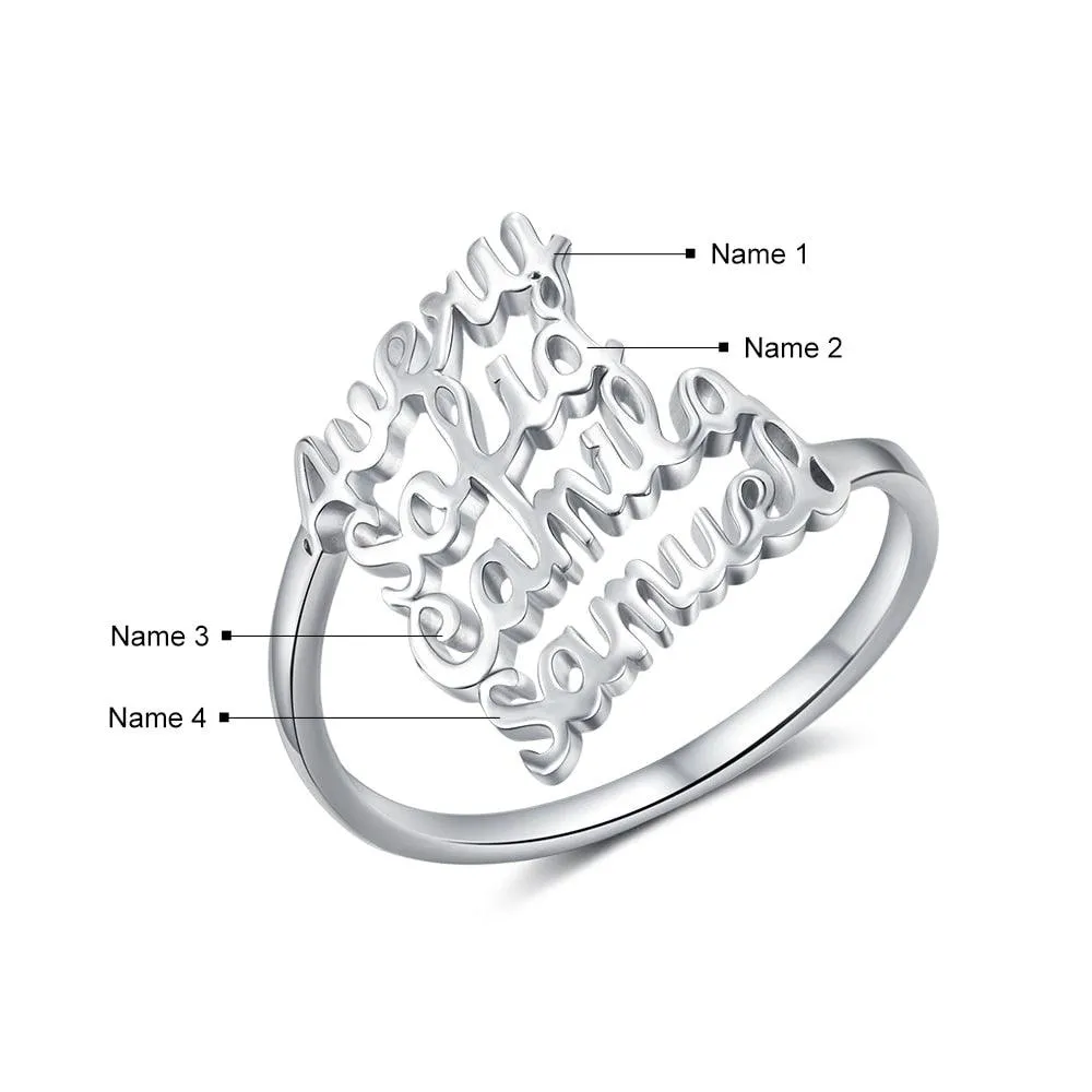 Personalized Family Nameplate Rings For Women