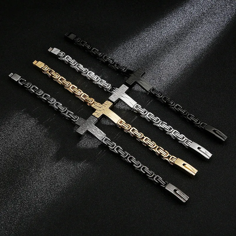 Personalized Retro Titanium Steel Bracelet for Men - Korean Cross-Bend Design, Emperor Return Chain, Wholesale Collection