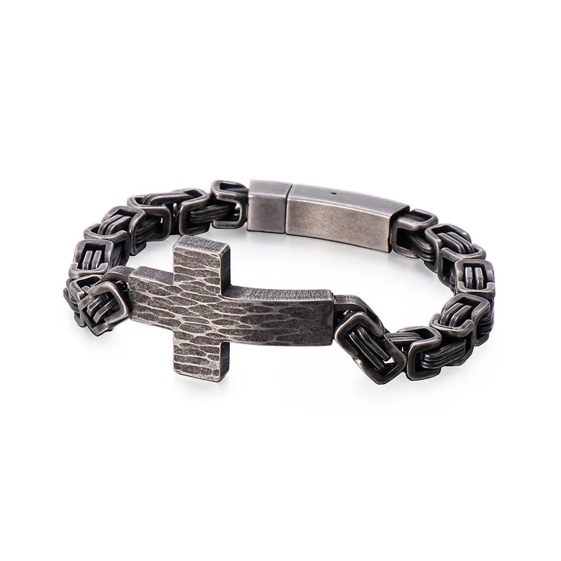 Personalized Retro Titanium Steel Bracelet for Men - Korean Cross-Bend Design, Emperor Return Chain, Wholesale Collection