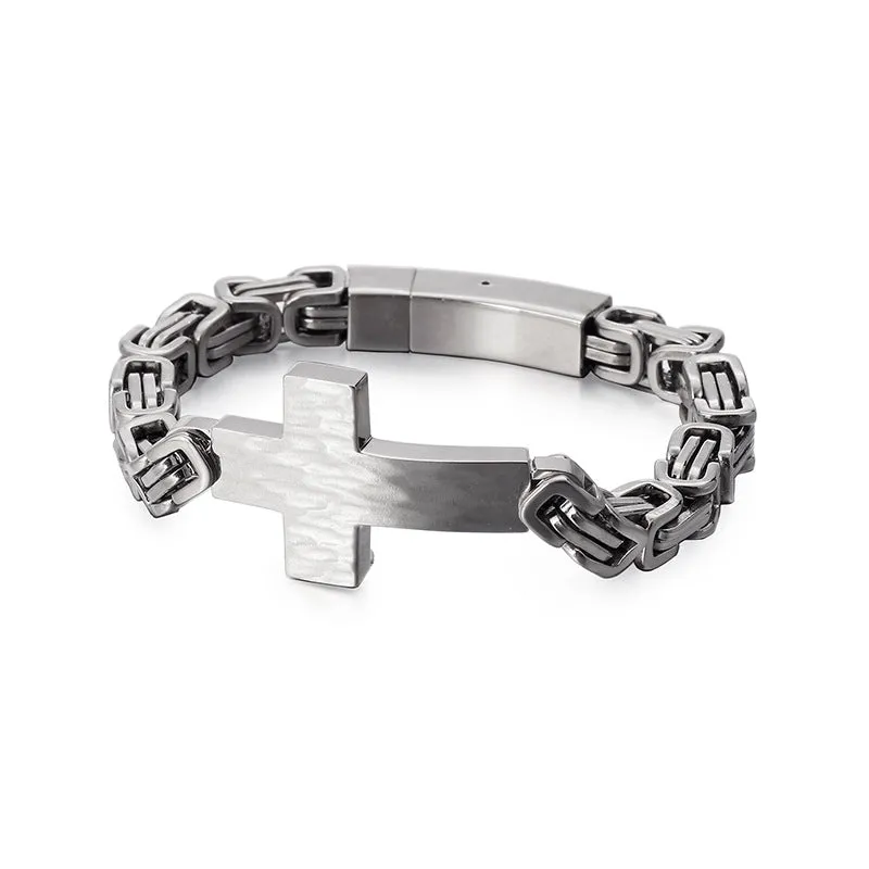 Personalized Retro Titanium Steel Bracelet for Men - Korean Cross-Bend Design, Emperor Return Chain, Wholesale Collection