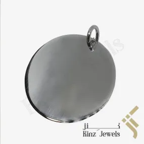 Personalized Silver Tag Pendant Round Rhodium Vermeil