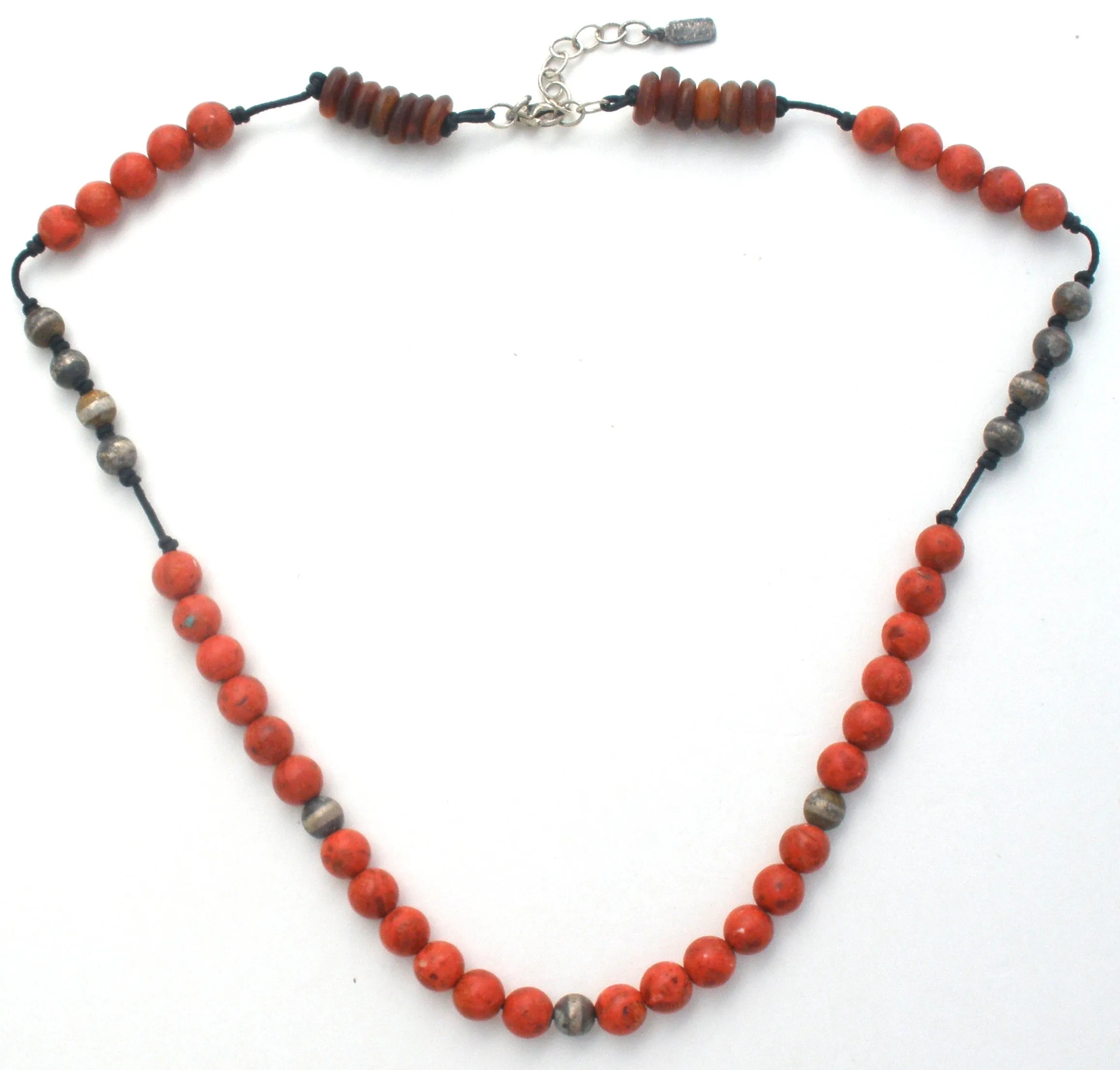 Peyote Bird Coral & Carnelian Necklace 925