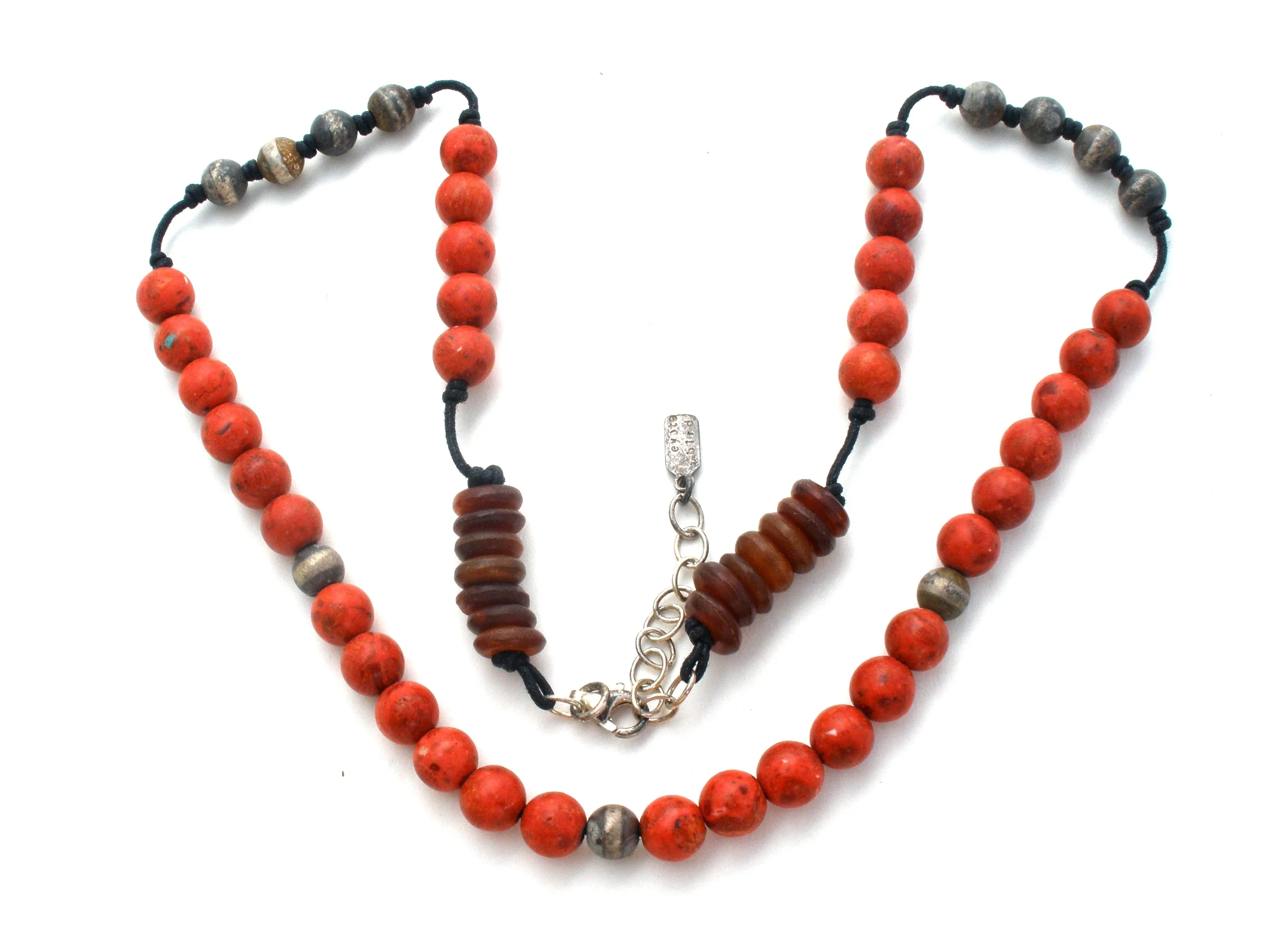 Peyote Bird Coral & Carnelian Necklace 925