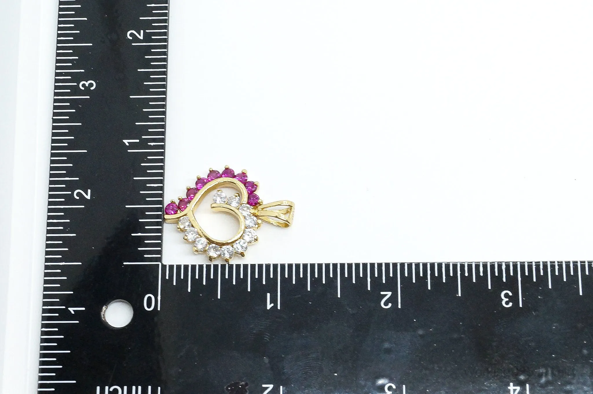 Pink & White Cubic Zirconia Gold Vermeil Sterling Silver Necklace Pendant