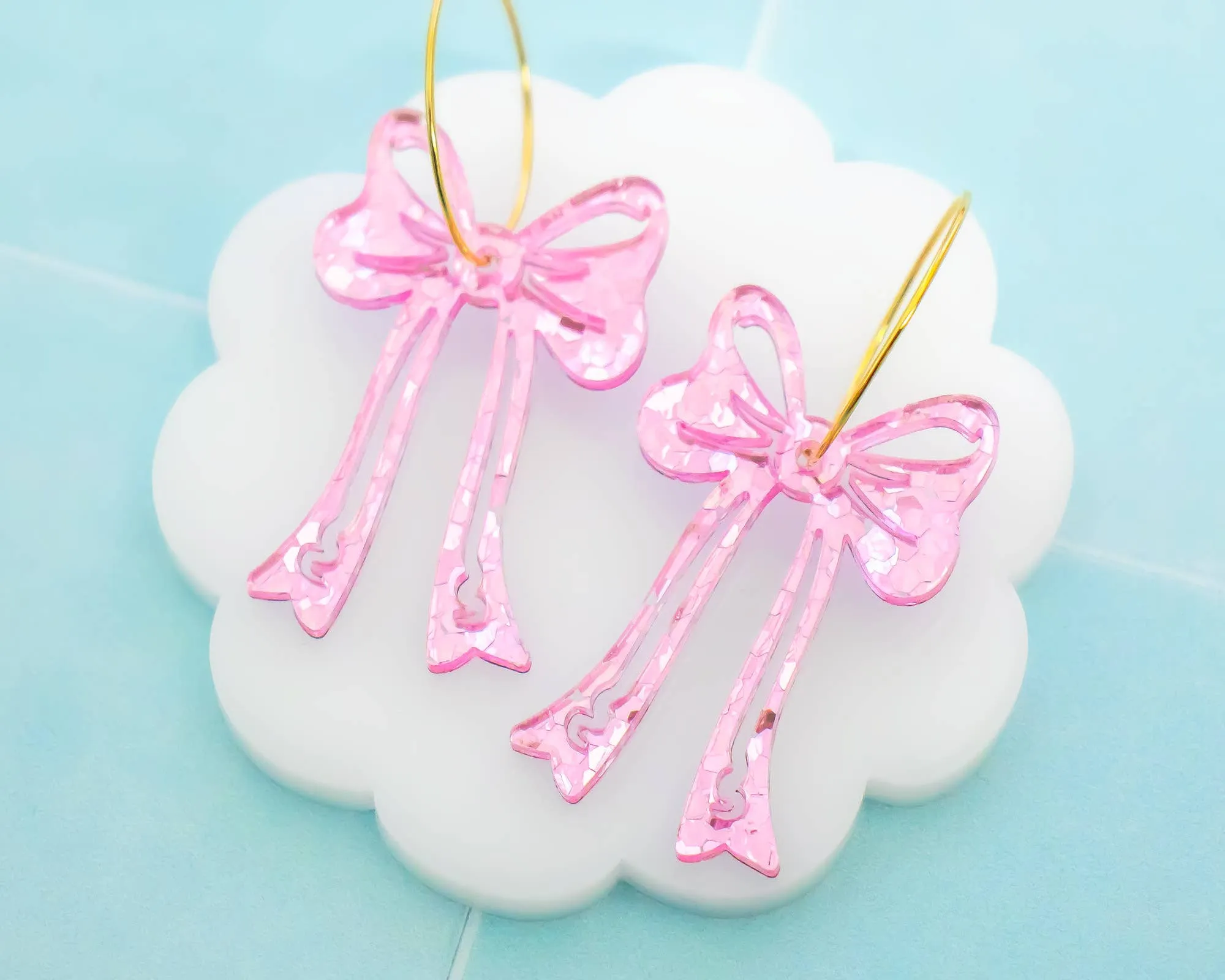 Pink Bow Earrings