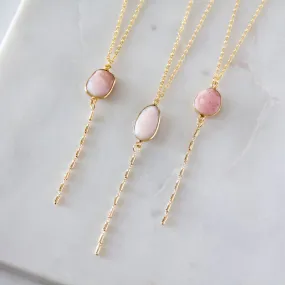 Pink Opal Lariat Necklace